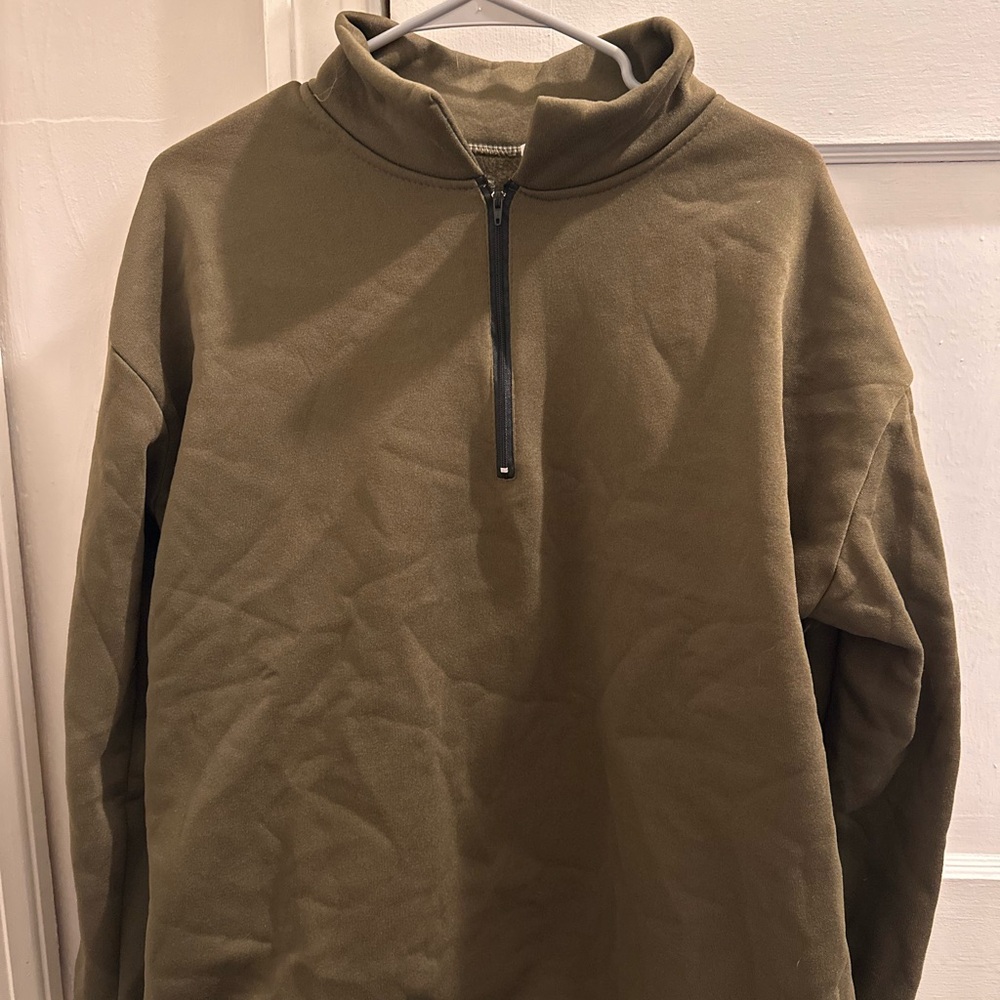 Olive Green Quarter-Zip Pullover